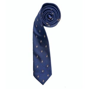 J. Crew Silk Tie Men's OS Navy Blue‎ Paisley Dot Preppy Office
